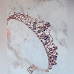 Rose Gold and Clear Crystals Tiara Diadem